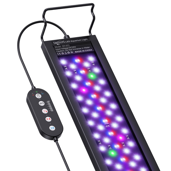 Seaoura Aquarium Led Light For 18-24In Freshwater Tank Full Spectrum Aquarium Light For Plant Growth 6H/8H/12H Timer Wrb 3 Channel Customizable 10 Brightness & 11 Colors Adjustable Bracket