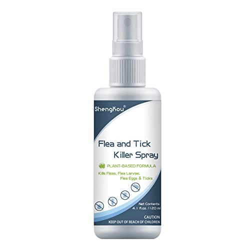 Shengkou Flea And Tick Spray For Pets And Home - Plant-Based Essential Oil Formula - Natural And Effective Treatment For Ticks Fleas And Insects - Indoor And Outdoor Use - Charity Donation Included