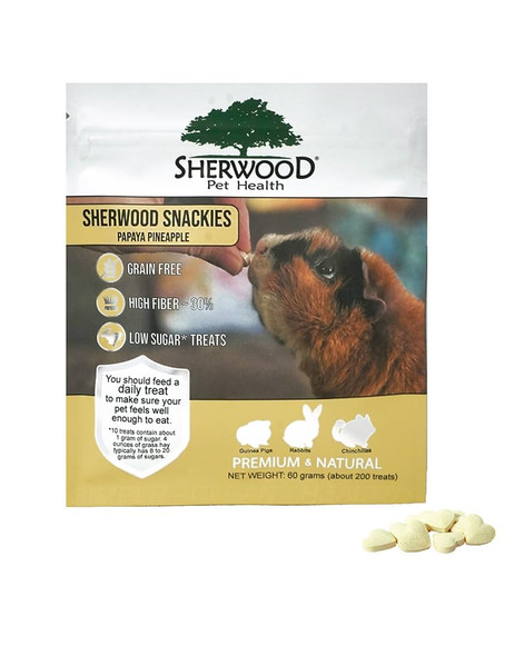 Sherwood Pet Health Snackies For Chinchillas Rabbits & Guinea Pigs Grain- Real Fruit Low Sugar And High In Fiber Treats In Multiple Flavors