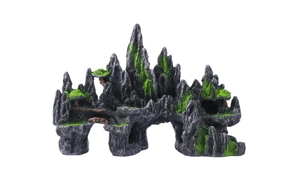 Siissapeksid Large Fish Tank Decorations - Mountain View Aquarium Ornament With Tree House Cave BridgeMountain E