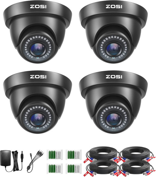 ZOSI 4 Pack 1080P 1920TVL HD-TVI Dome Security Cameras Indoor Outdoor Home Surveillance 2MP 80ft Night Vision Weatherproof CCTV Camera Kit for 720P/1080N/1080P/5MP/4K HD-TVI, AHD, CVI Analog DVR ZOSI 4 Pack 1080P 1920TVL HD-TVI Dome Security Cameras Indoor Outdoor Home Surveillance 2MP 80ft Night Vision Weatherproof CCTV Camera Kit for 720P/1080N/1080P/5MP/4K HD-TVI, AHD, CVI Analog DVR