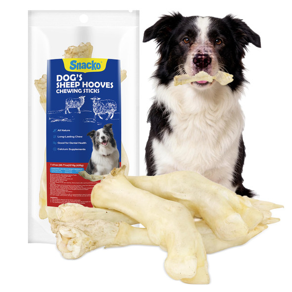 Snacko Sheep Hooves Dog Treats Dehydrated Lamb Trotters 7.4 Oz Single Ingredient Chew Sticks Bone For Puppy Organic Training Low Fat