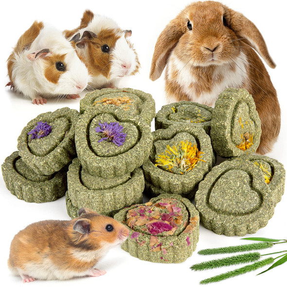 Sofier 12Pcs Timothy Hay Treats Rabbit Toys Bunny Toys Guinea Pig Natural Chews For Teeth Handmade Rabbit Chews And Treats Chinchilla Rat Hamster Gerbil