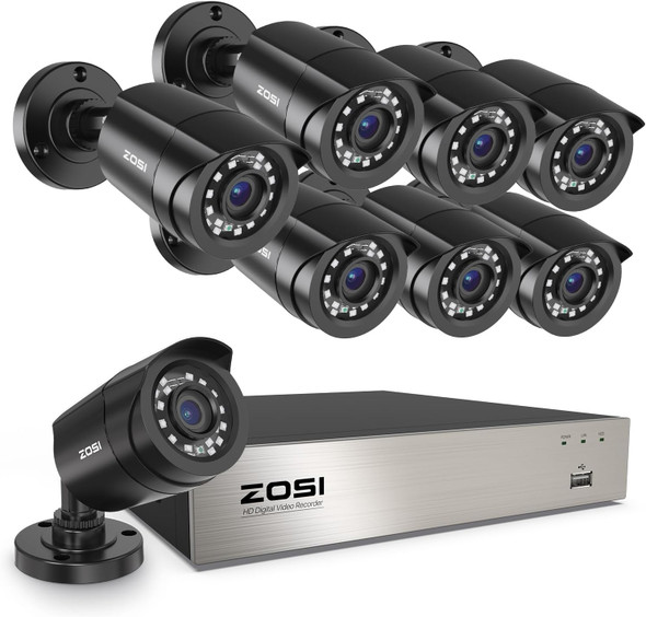 ZOSI 3K Lite 8CH Home Security Camera System Outdoor Indoor, AI Human/Vehicle Detection, Night Vision, H.265+ 5MP Lite 8 Channel CCTV DVR, 8pcs 1080P 1920TVL Surveillance Bullet Cameras (No HDD) ZOSI 3K Lite 8CH Home Security Camera System Outdoor Indoor, AI Human/Vehicle Detection, Night Vision, H.265+ 5MP Lite 8 Channel CCTV DVR, 8pcs 1080P 1920TVL Surveillance Bullet Cameras (No HDD)