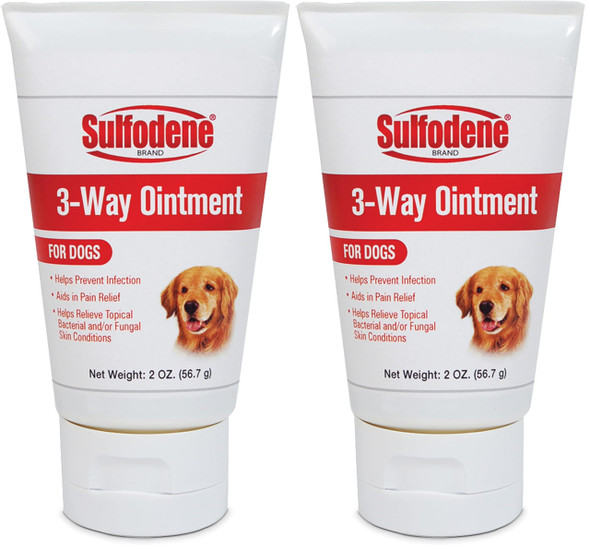 Sulfodene Dog Wound Care 3-Way Ointment Relieves Pain & Prevents Infection For Dog Cuts Scrapes Bites And Injuries 2 Ounce