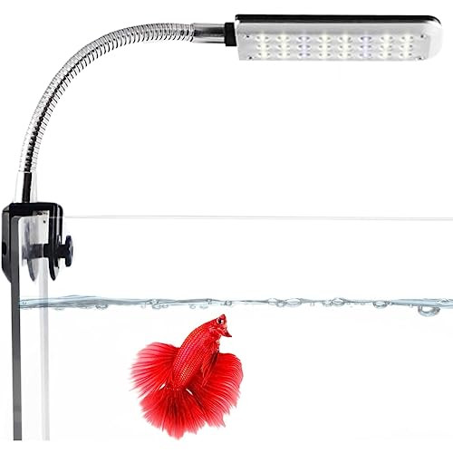 Sungrow Led Aquarium Light For Fish Tank 24 Leds White & Blue Adjustable 360 Flexible Metal Arm Small Aquarium Led Light For Nano Tank Install On Dog & Cat Crate For Security Kitten & Puppy Care