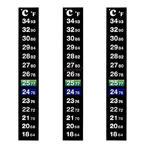 Sungrow Betta Fish Tank Thermometer Stick On Aquarium Temperature Sticker Strip 5.2 X 0.7 Inches Green & Blue Temperature Indicator Amphibian And Reptile Thermometer Sticker Black 3 Pcs