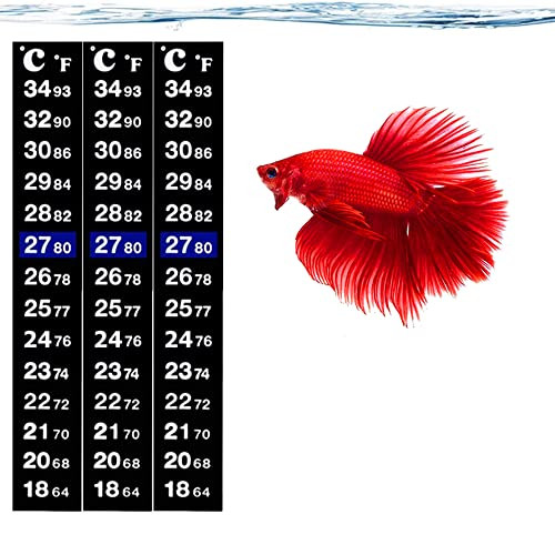 Sungrow Betta Fish Tank Thermometer Stick On Aquarium Temperature Sticker Strip 5.2 X 0.7 Inches Green & Blue Temperature Indicator Amphibian And Reptile Thermometer Sticker Black 3 Pcs