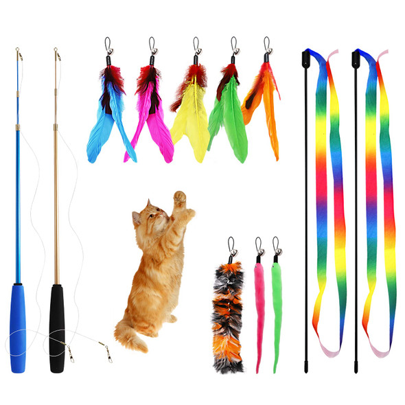Sunshinetop Cat Wand Toy Interactive Kitten Feather Toys Self Play Cat Teaser For Indoor Cats Reusable Suction Cup Toys For Indoor Cats Kittens Play Exercise