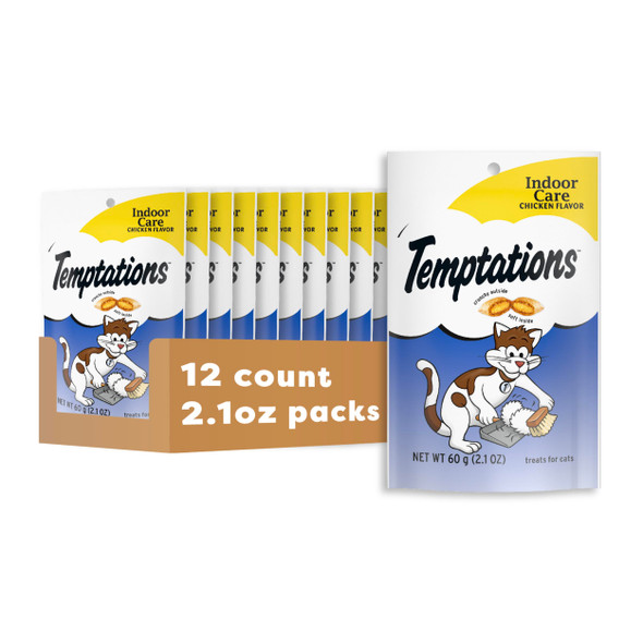 Temptations Cat Treats Indoor Care Classic Crunchy And Soft Cat Treats Tasty Chicken Flavor 4.9 Oz. Pouch (Pack Of 10)
