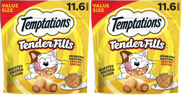 Temptations Tender Fills Crunchy And Soft Adult Cat Treats Roasted Chicken Flavor 11.6 Oz. Pouch