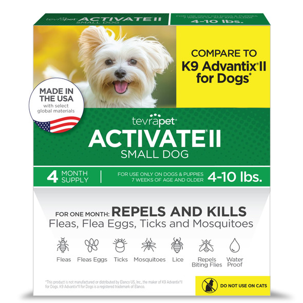 Tevrapet Activate Ii Flea And Tick Prevention For Dogs Small Dogs 4-10 Lbs Topical Drops 4 Months Flea And Tick Treatment