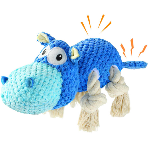 Tooptate Dog Toys For Aggressive Chewers - Dog Toys To Keep Them Busy Squeaky Dog Toys For Large Dogs (Blue Medium)