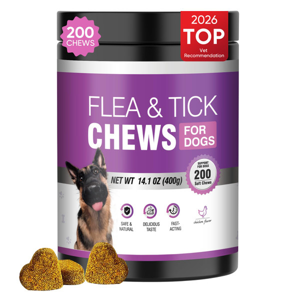 Ttlxbl Dog Flea And Tick Treatment Chewable 200 Treatment Chews Natural Soft Chew Fleas Ticks Treatment Dog Oral Chewables Support Supplement Breeds And Ages Dogs Chicken Flavor