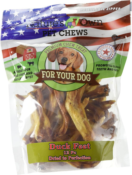 12 Piece Nature'S Own Pet Chews Duck Feet Bag Treat