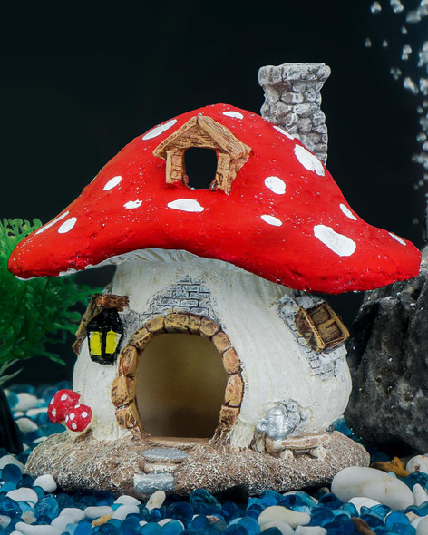 Uniclife Aquarium Mushroom House Resin Fish Tank Decoration Cottage Ornament For Fish Tank Landscape Aquarium Hideout Hideaway Spawning Cave Decor For Shrimp Betta Goldfish And Reptiles