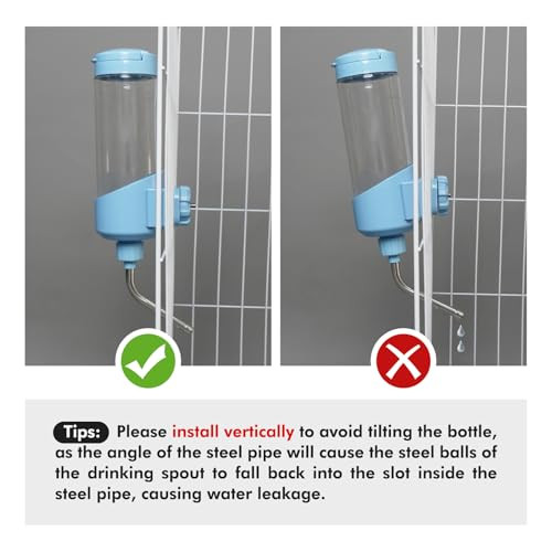 Vannon Top Fill Small Animal Water Dispenser For Cage 23Oz Auto Feeding Crate Water Bottle For Rabbit Chinchilla Ferret Guinea Pig Squirrel Hedgehog Pet Nozzle Diameter: 10Mm Bpa Blue