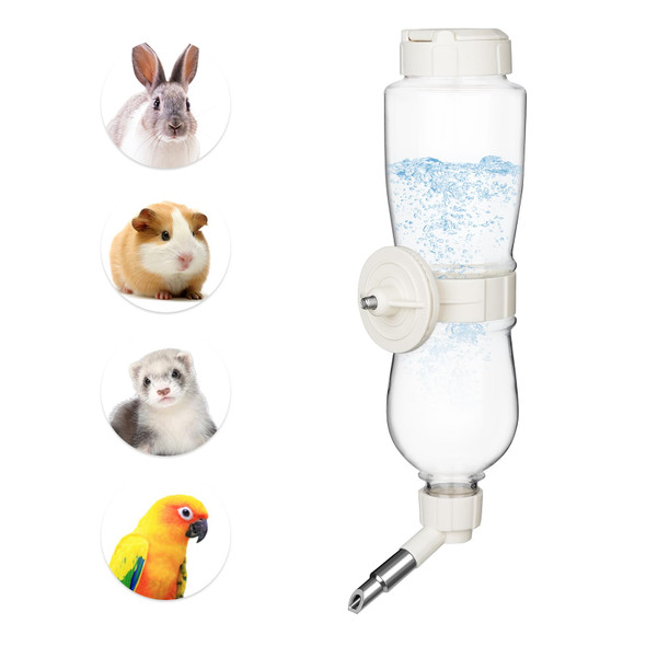 Vannon 17Oz Small Animal Water Dispenser For Crate Parrots Water Bottle For Cage Chewproof Pet Water Bottle For Rabbits Guinea Pigs Ferrets Chinchillas And Other Small Rodents Top Fill White