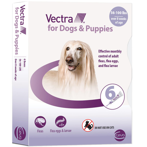 Vectra For Dogs & Puppies Flea Treatment & Prevention For Large Dogs (56-100 Lbs.) 6-Month Supply