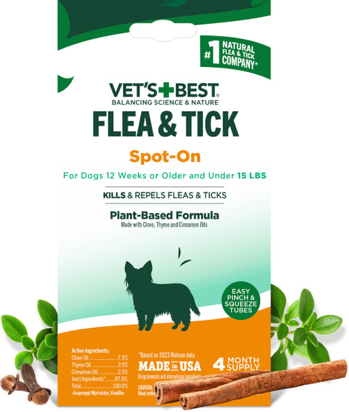 Vet'S Best Vet S Best Natural Flea And Tick Drops For Dogs Natural Topical Flea Prevention With Essential Oils Plant-Based Spot-On Treatment For Large Dogs Pest Control 4 Month Supply