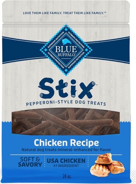 Blue Buffalo Stix Pepperoni-style Dog Treats Made with Natural Ingredients, Chicken Recipe, 24-oz. Bag