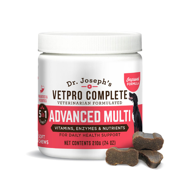 Vetpro Complete Dr. Joseph'S Multivitamin Dog Supplement 120 Count (Large Dog 60 Day Supply) 5In1 Chew With Vitamins Enzymes & Nutrients Hip & Joint Health Immune System & Allergy Support