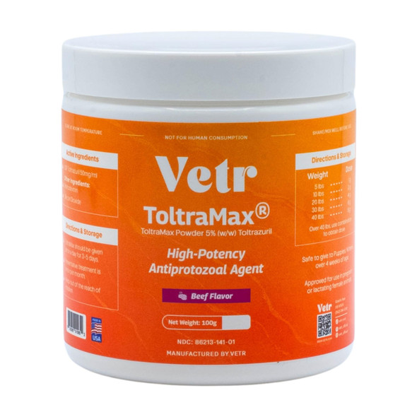 Vetr'S Toltramax Toltrazuril Powder For Horses Dogs Cats 100G (5.0% Beef)