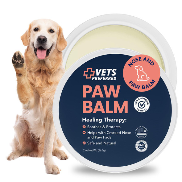 Vets Preferred Paw Balm Pad Protector For Dogs Dog Paw Balm Soother Heals Repairs And Moisturizes Dry Noses And Paws Ideal For Extreme Weather Season Conditions - 2 Oz