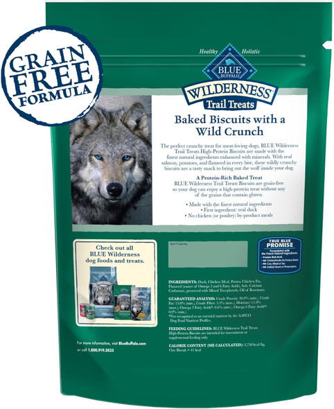 Blue Buffalo Wilderness Trail Treats High Protein Grain Dog Biscuits Crunchy Dog Treats, Duck Recipe, 10-oz Bag Blue Buffalo Wilderness Trail Treats High Protein Grain Dog Biscuits Crunchy Dog Treats, Duck Recipe, 10-oz Bag
