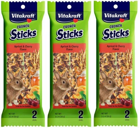 Vitakraft 6 Pack Of Crunch Sticks Treats Apricot And Cherry Flavor For Pet Rabbits