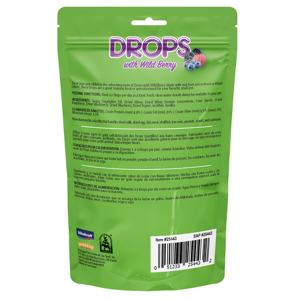 Vitakraft Drops Rabbit Treats With Wildberry Flavor 5.3 Oz Delicious Yogurt-Based Snacks For Rabbits Guinea Pigs Hamsters Gerbils Mice Rats Chinchillas And Other Small Animals.