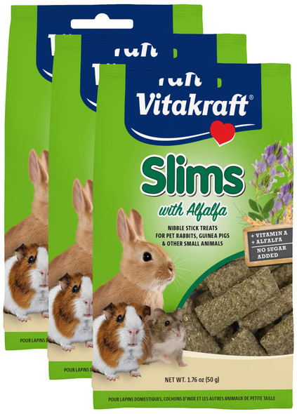 Vitakraft Slims Carrot Small Animal Treats Light Healthy Food Bites - Crispy Carrot Treats For Rabbits Guinea Pigs Hamsters & Chinchillas (10Oz)