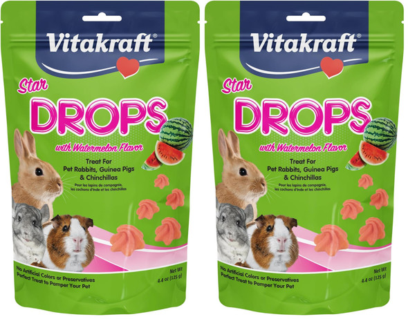 Vitakraft Drops Rabbit Guinea Pig Hamster Treats Watermelon Flavor 4.4 Ounce Bag Delicious Yogurt Enriched Drops With Fruity Flavor Nutritious Small Animal Snacks For Rabbits Guinea Pigs And Hamsters