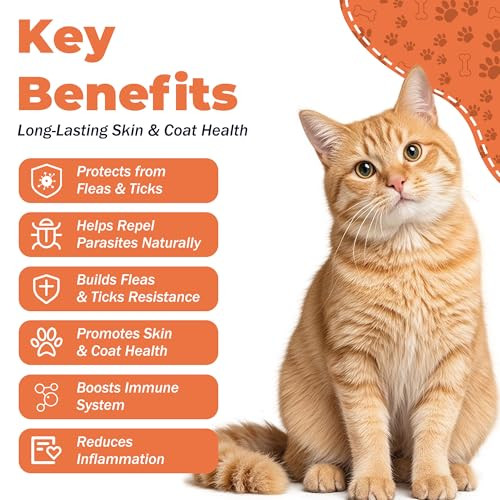 Vivaelixir Flea And Tick Prevention For Cats Cat Flea & Tick Control Supplement With Skin & Coat Support Natural Formula For Fleas Immune & Digestive Support 200 Chews