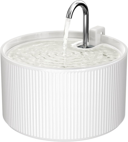 Voluas Ceramic Cat Water Fountain: 2.2L/74Oz Cat Fountains For Drinking Automatic Pet Water Dispenser With Ultra-Quiet Pump And Replacement Filter Kitty Watering Supplies Indoor Easy Clean Bpa-