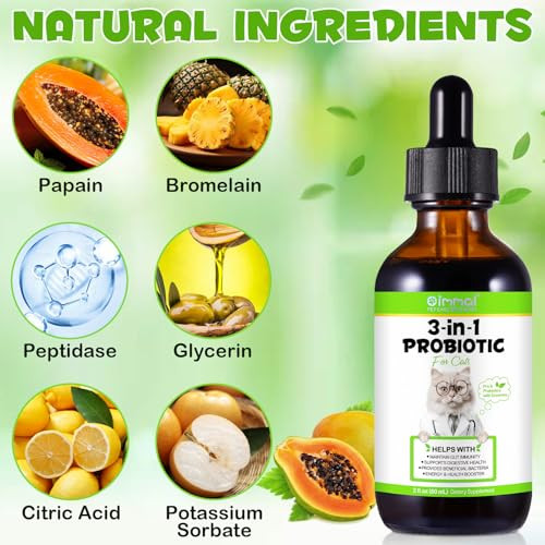Vosifsdiy Liquid Cat Probiotic Natural 3 In 1 Probiotic For Cats Cat Digestive SupportGut Health SupportHelp With DiarrheaGas And Bloating Cat Herbal Supplements- 60Ml