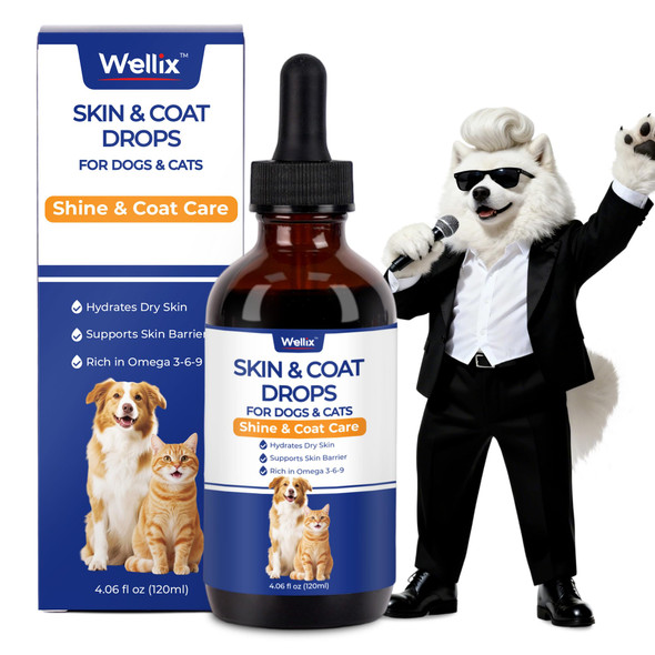 Wellix 120Ml Natural Antibiotics For Cats&Dogs - Natural Herbal Supplement For Wound Care Uti Sneezing Treatment & Cold Relief - Cat Antibiotics Chicken Flavor For All Ages & Breeds