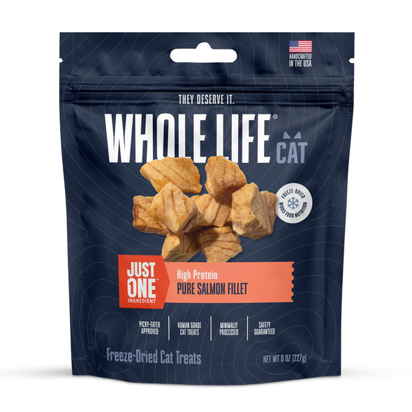 Whole Life Pet Products Whole Life Cat Just One Salmon Ze Dried Cat Treats - Human Grade High Protein Food Healthy Training Snacks Ze Dried Salmon Food Toppers Usa Made Natural Treats - 2.5 Oz (Pack Of 1)