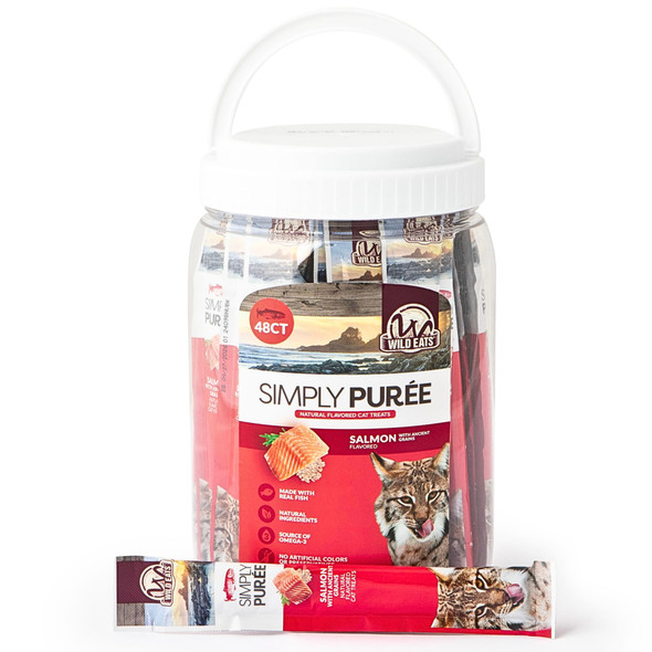 Wild Eats Lickable Cat Treats Exotic Fish Variety Pack 12Ct - Ahi Tuna Wild Pink Salmon Red Snapper - Puree Bisque