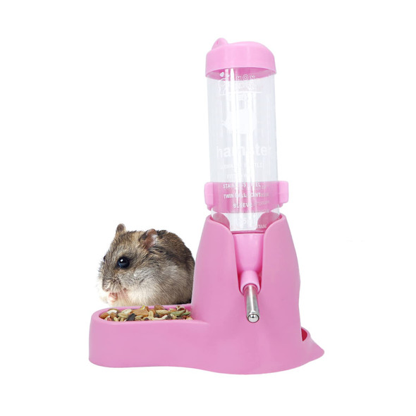 Wontee 3 In 1 Hamster Hanging Water Bottle Pet Auto Dispenser With Base For Dwarf Hamster Mouse Rat Hedgehog (80Ml Blue)