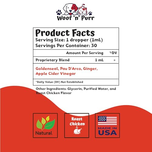 Woof 'N' Purr Natural Cat Antibiotic - Antibiotics For Cats - Pet Antibiotics - Cat Antibiotics - Cat Allergy Relief For Cats - Antibiotic For Cats - Cat Uti Antibiotics - 1 Fl Oz: Roast Chicken Flavor