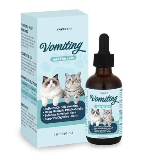 Yakucho Vomiting Relief For Cats Cat Vomit Remedy Probiotic Digestive Support Liquid Helps Reduce Hairballs Relieve Sensitive Stomach & Support Gut Health Gentle Daily Formula - 60Ml