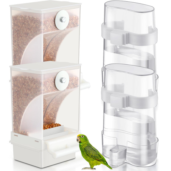 Yaomiao 4 Pcs No Mess Small Bird Feeders Automatic Parakeet Water Dispenser Clear Quail Feeder And Watered Cage Accessories For Small And Medium Parakeet Cockatiel Canary(Water DispenserMulticolor)
