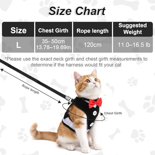 Ybeaty Cat Harness Leash Set For Walking Soft Adjustable Cats Vest Harnesses Escape Proof Comfortable Breathable Mesh Kitten Anti-Escape Leash Chest Harness Easy To Wear For Outdoor Travel