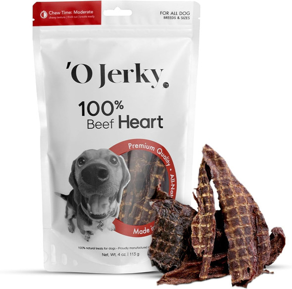 O Jerky 100% Beef Heart Dog treats - Single Ingredient Human Grade Dehydrated Dog Food - Natural Grain- and Rawhide- Jerky Treats for Dogs, Large Breed & Puppy Essentials - USA Made (4 Oz) O Jerky 100% Beef Heart Dog treats - Single Ingredient Human Grade Dehydrated Dog Food - Natural Grain- and Rawhide- Jerky Treats for Dogs, Large Breed & Puppy Essentials - USA Made (4 Oz)