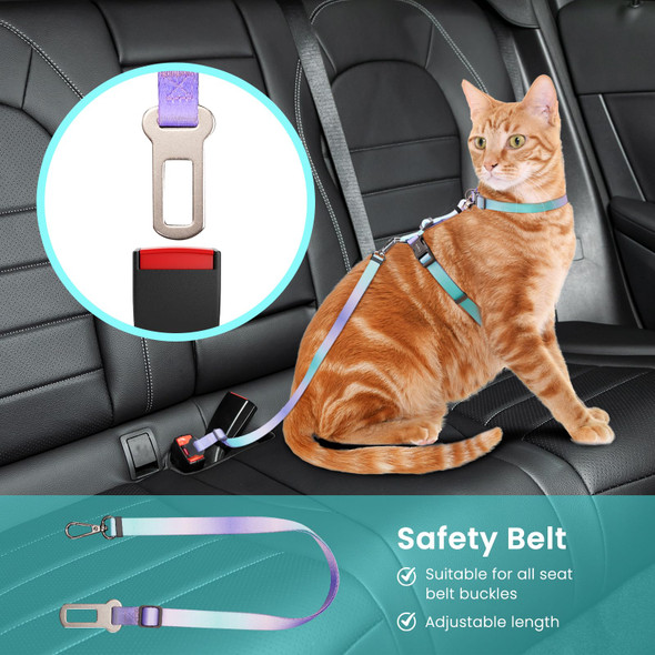 Yingphia Cat Harness And Leash Set CollarsCar Seat Belt [4 In 1 Detachable & Adjustable] Escape Proof Cat Harness Comfortable Soft Lightweight Walking Travel Kitten Harness For Small Medium Large Cats (M)