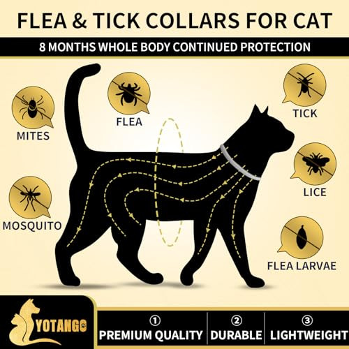 Yotango 4 Pack Flea Collar For Cats 32 Months Flea And Tick Prevention For Cats Waterproof Cat Flea Collar Cat Flea And Tick Treatment Adjustable Flea And Tick Collar For Cats Kittens-Black&Gray