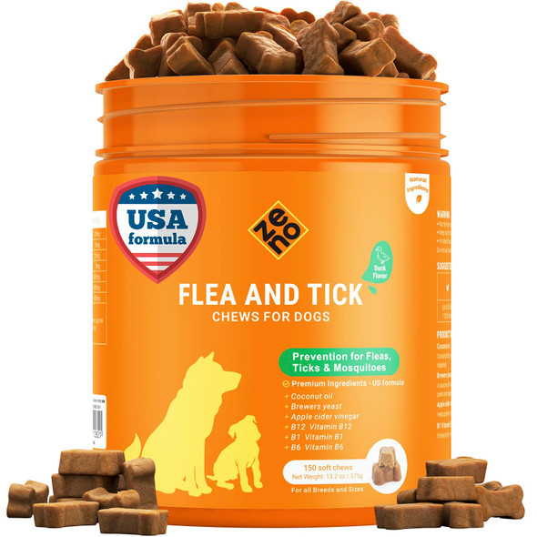 Zeno Flea And Tick Prevention Chewables For Dogs - 150 Chews - Flea & Tick Control - Oral Dosage - Chicken Flavor