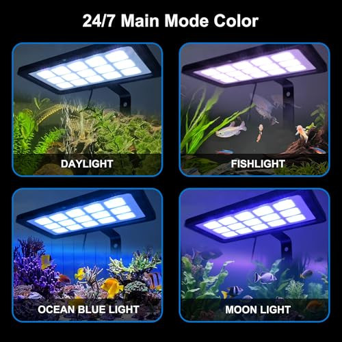 Zeonve Led Aquarium LightFish Tank LightClip On Aquarium Light For Plants24/7 Clip On Fish Tank Light With Timer For 12-29 Inch Aquarium Plant LightFull Spectrum 38W Rgbw Aquarium Lights