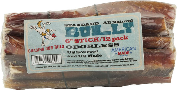 6094 Standard Odorless Pet Bully Stick (12 Pack), 6"